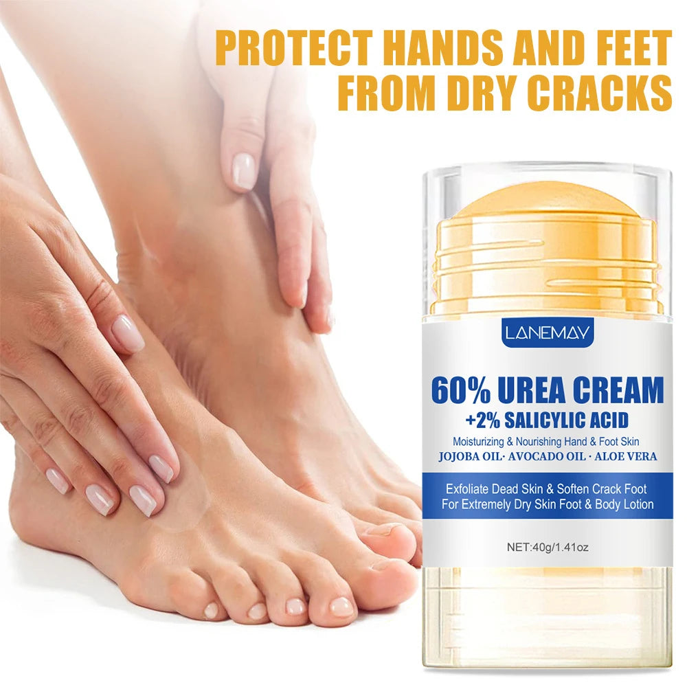 3PCS Set Cracked Foot and Hands Wax Cream 60% Urea + Natural Avocado + Aloe Vera  Ultra-Hydrating For Softening Dry Cracked Feet Gentle Exfoliation Daily Foot Care Cream