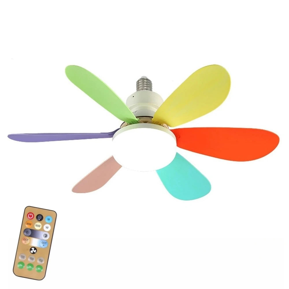 NEW Arrivals Dimmable Light Color Temperature Modern Ceiling Mount Remote Control Smart E27 Led Ceiling Fan Light Cooler Home Office  Air Cooling Fan