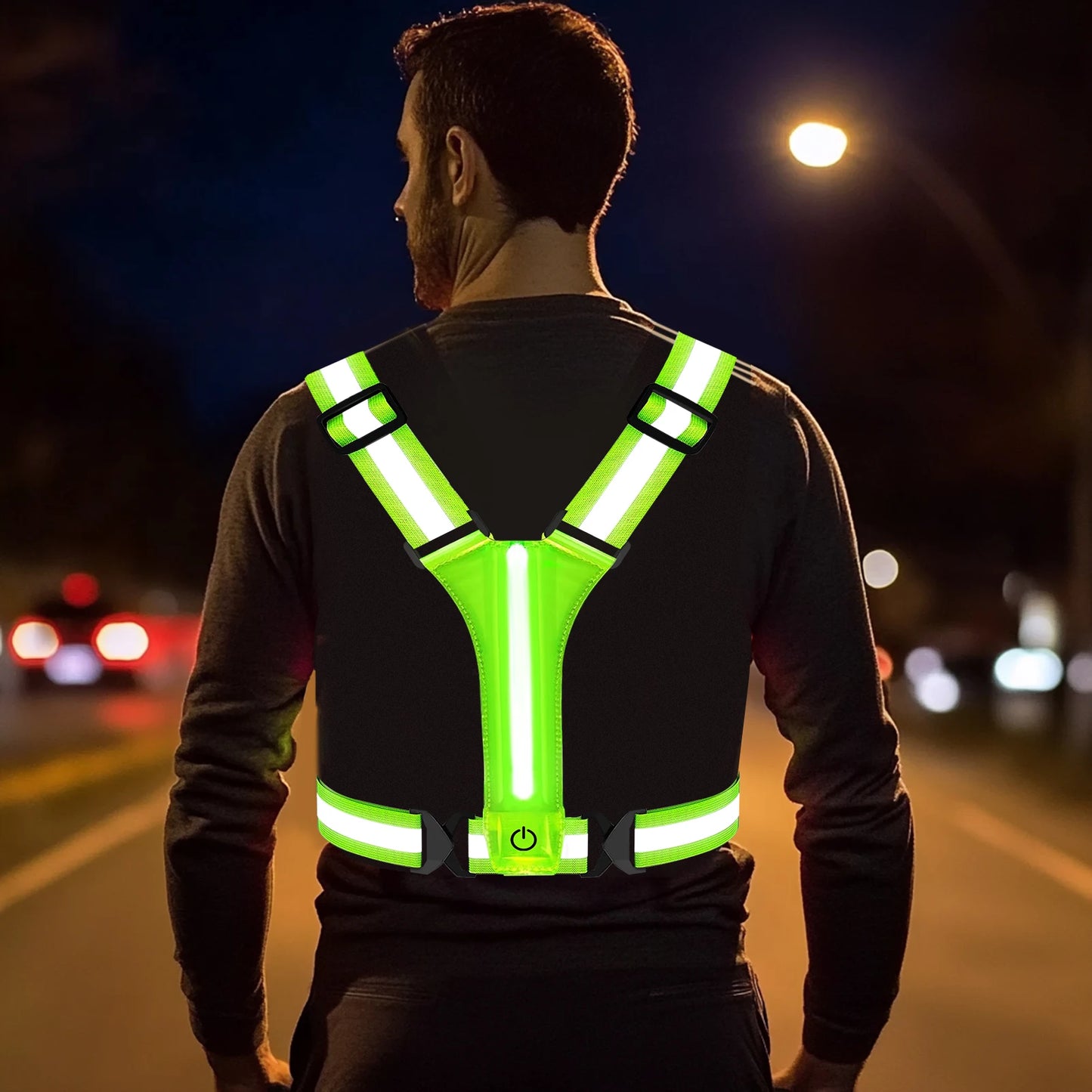 2 PCS Set 3 Colors Adjustable Reflective Security Vests Safety High Visibility Rechargeable Running Cloth For Outdoor Night Runners Cycling Sports