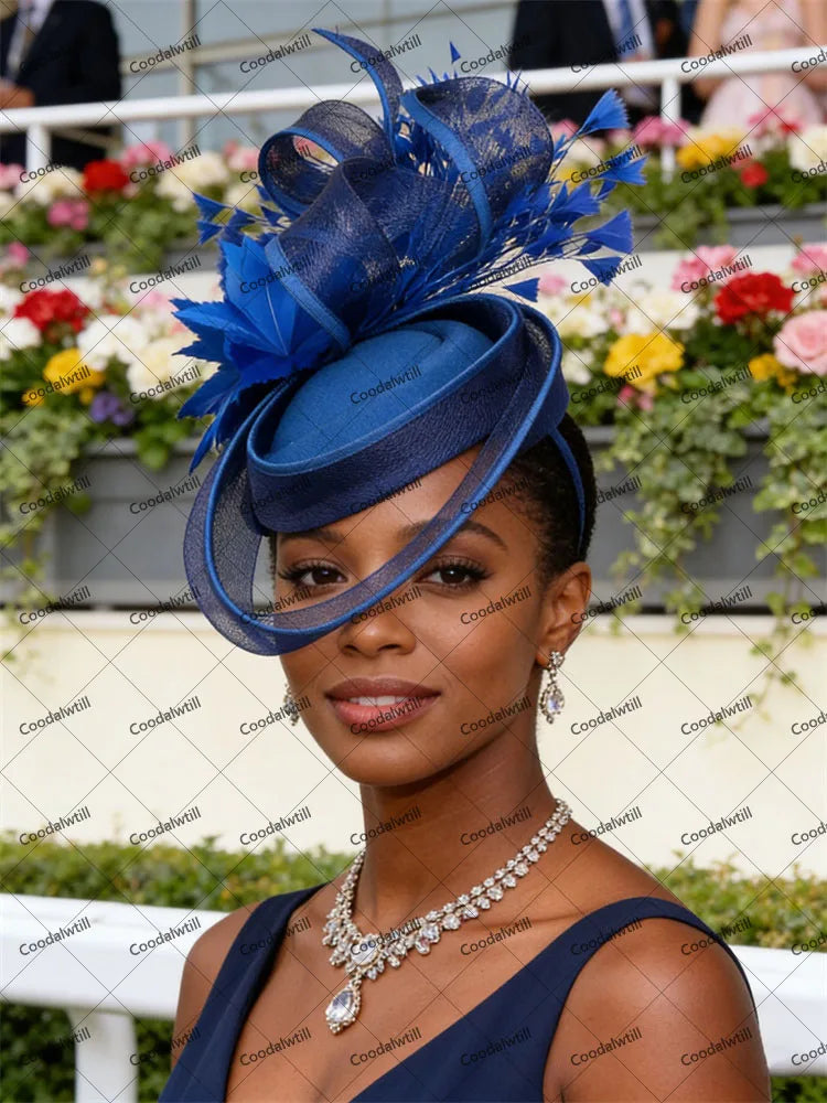 20 Colors Women's Luxury Evening Wedding Mesh Pillbox Fascinator Hat Ladies Bride Kentucky Formal Church Headwear Tea Cocktail Party French Chapeau Cap With Feather Clips