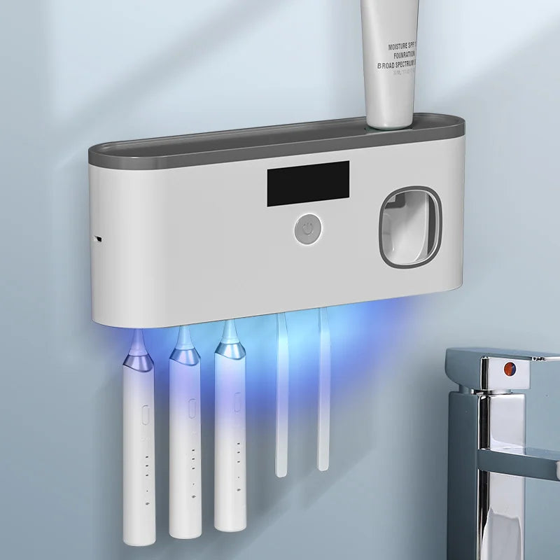 Intelligent UV Toothbrush Sterilizer with Automatic Toothpaste Dispenser - Wall Mounted, Space Saving, Advanced UV Sterilization