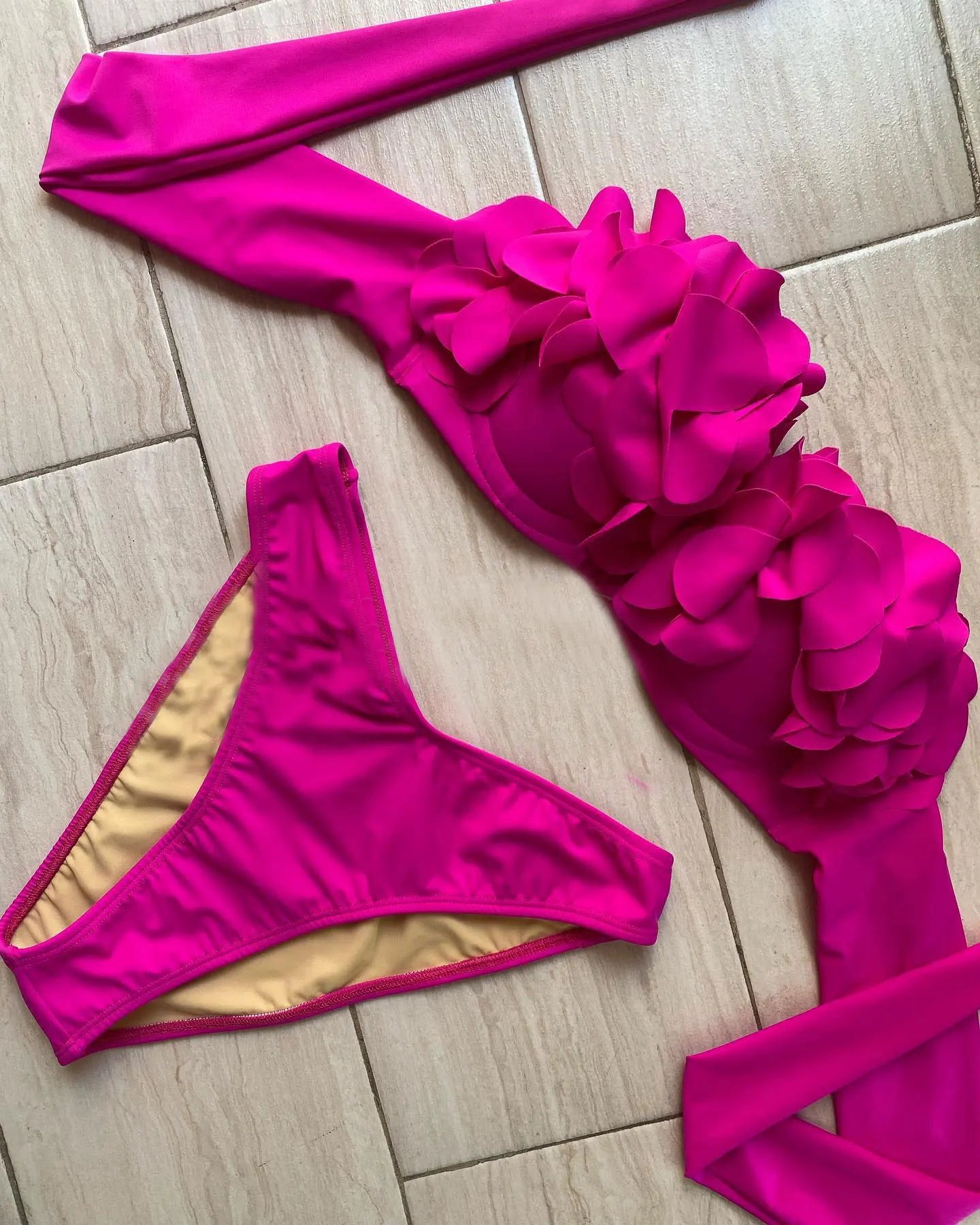 NEW Summer Sexy Petal Push Up Backless Bikini Set Women Fashion Flower Ruffles Bikini Lady Solid Beachwear Bathing Suit Girls Ladies Beach Wear