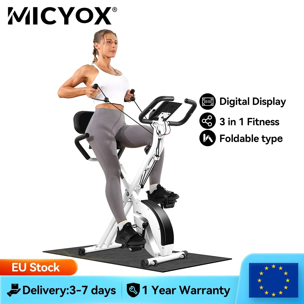 Indoor Bike Heart Rate Detection Digital Display 16-speed Power Adjustable 3 in 1 Fitness Exercise Bikes