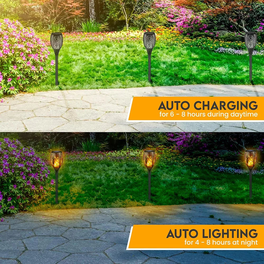 Solar Lights Flickering Flames Torch Lights Outdoor Waterproof Landscape Decoration Flame Lights for Yard Garden Pathway
