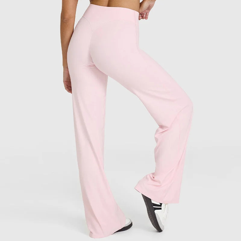 Naked Feel Yoga Pilates Running Sport Flare Trousers 6 Colors  Straight-Leg Pants Ultra Soft Butter Fabric Women's Mid-Waist Yoga Gym Fitness Pants Female Sportswear