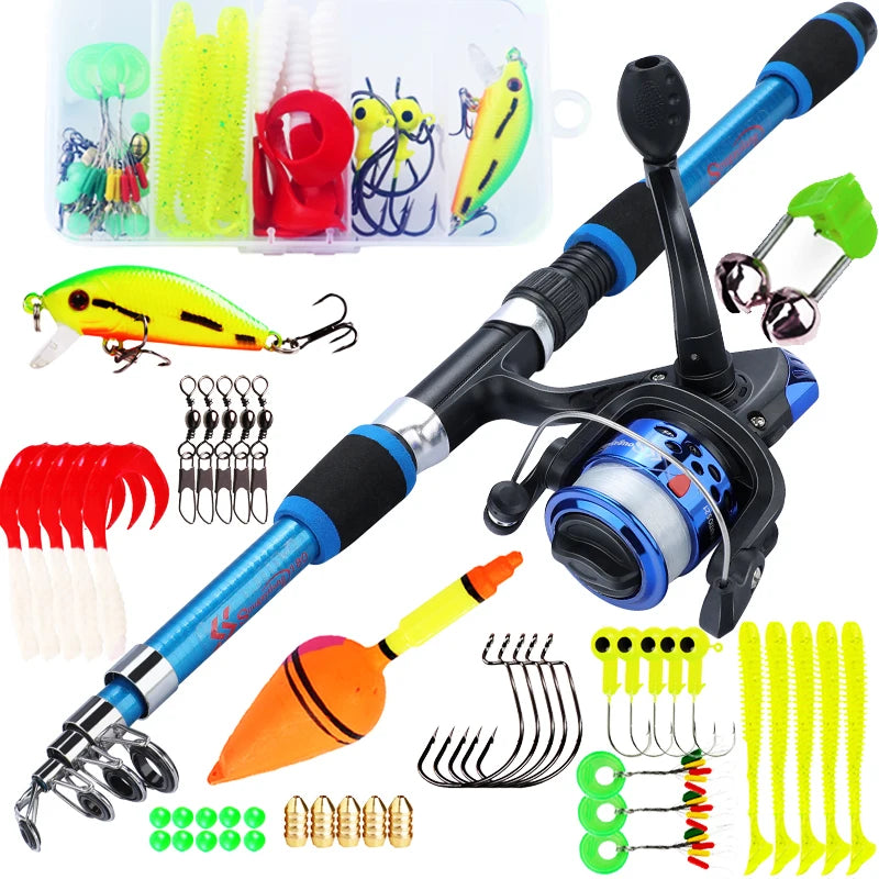 Full Set 1.8M Spinning Fishing High Speed Rod and Reel Combo 5.2:1 Telescopic Rod with 3BB Fishing Reel Max Drag 5kg Full Fishing Kit Outdoor River Lake Rock Fishing Sets