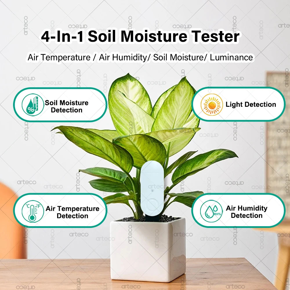 APP Control TUYA Zigbee Smart Soil Tester, illuminance Temperature Humidity Meter Moisture Sensor 4 In 1 Real Time Monitor For TUYA APP Zigbee2MQTT Home Gardening Accessories