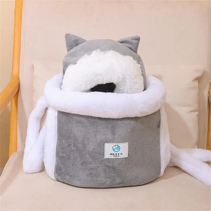 Pet Plush Carrying Cat Dog Bag For Winter Warmth Outdoor Travel Portable Bag With Large Capacity Suitable For Cats And Dogs