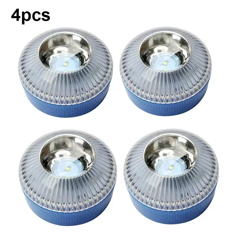 4 PCS Set Newest Portable Emergency Light Car Emergency Beacon Light Orange/Blue/Red Magnetic Induction Strobe Light Waterproof Flashlight Car Safety Accessories