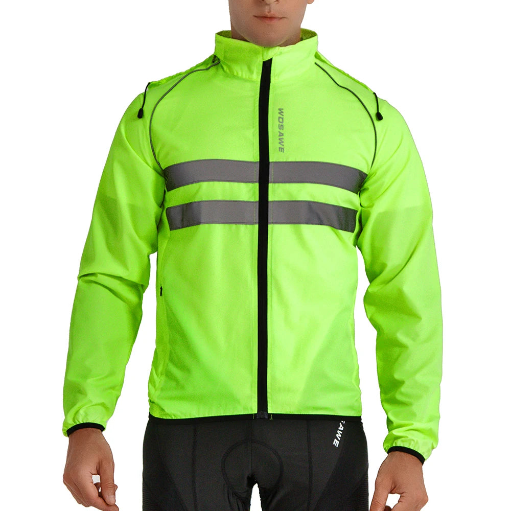 WOSAWE Ultralight Men's Cycling Windbreaker Reflective Jacket Windproof Water Resistant MTB Road Bicycle Long Jersey Wind Coat