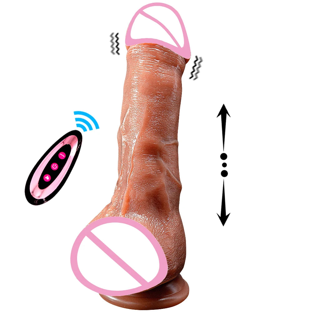 Realistic Large Vibrator Dildo for Women with Heating and Thrusting Functions Realistic Penis Vibrator Anal Plug Penetration
