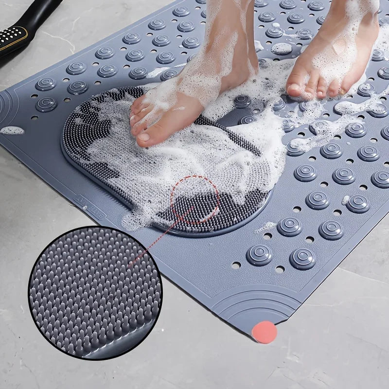 NEW 5 Colors Light Blue Non-Slip PVC Bath Mat - Rectangular Massage Nubs Shower and Bathroom Safety Rug - 0.8cm Thick, 2600g/m², Dot Pattern Home Supplies Bathroom Accessories