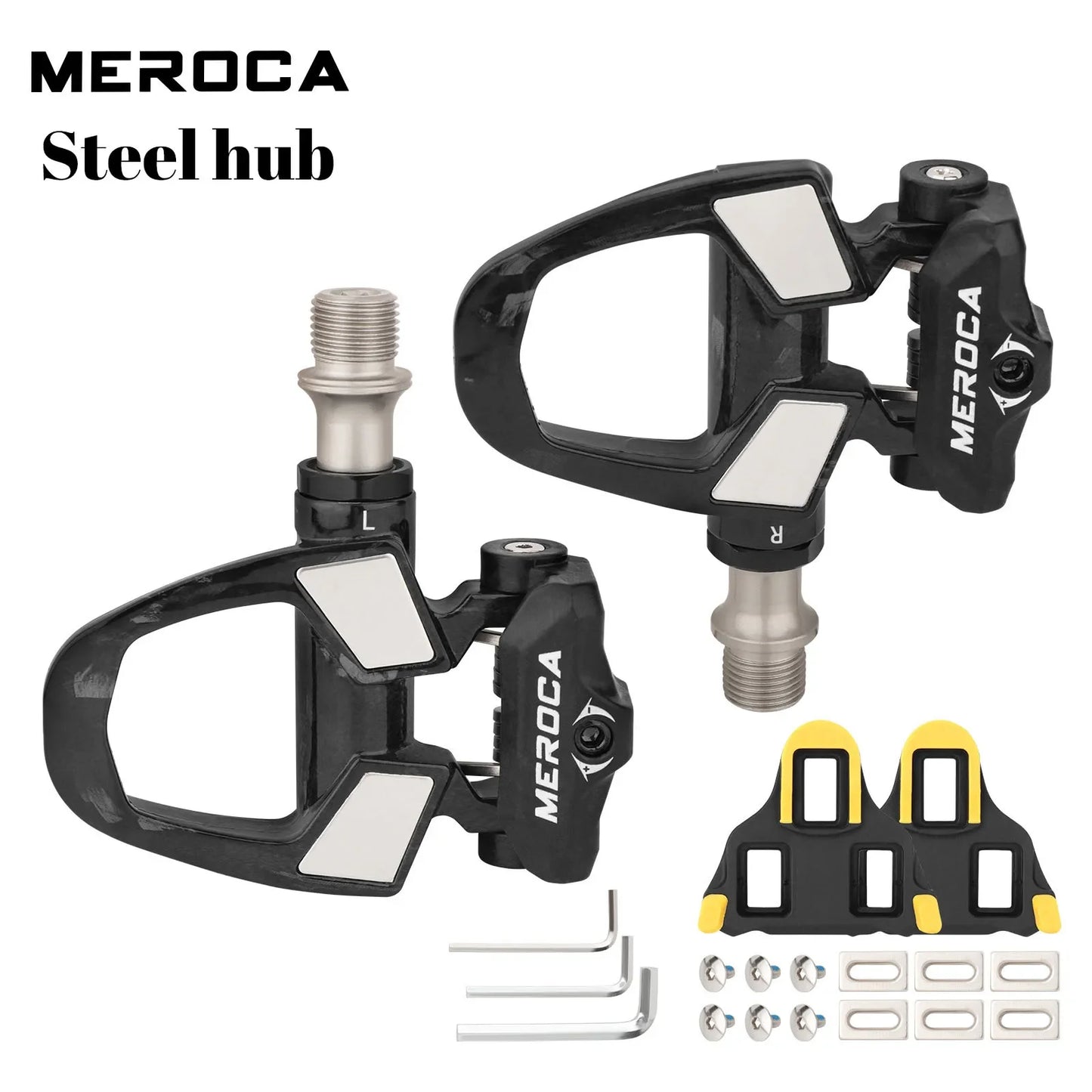 NEW Titanium/Steel Shaft Carbon Road Bike Professional Pedals Titanium Axle Pedal Ultralight Clipless Racing Bike Clit Pedal For Shimano Speed Pedals Lock Clips Bicycle Accessories Sports Supplies