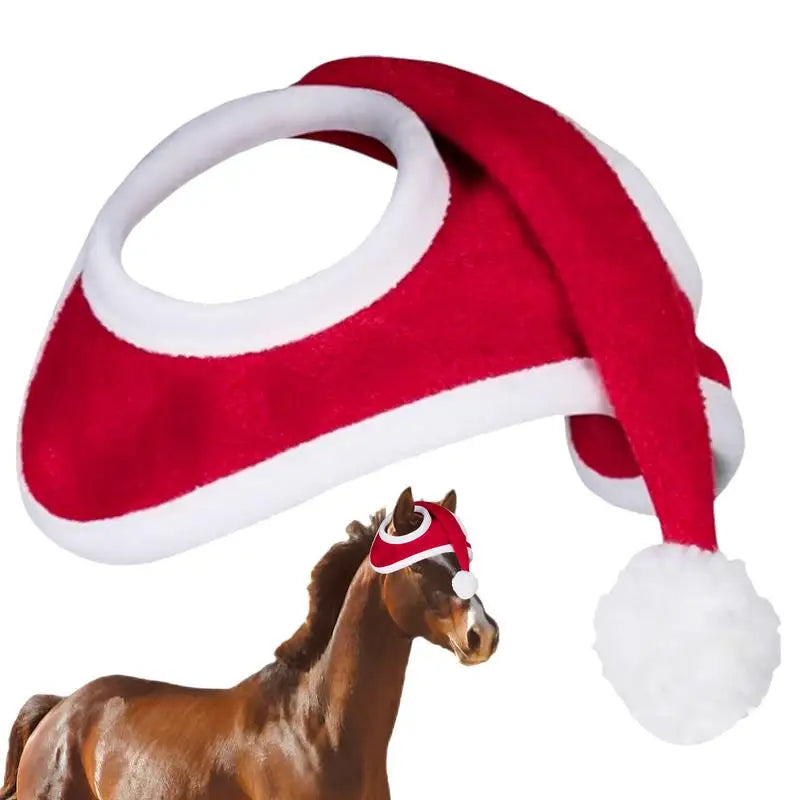 Horse Christmas Hats Holiday Decor Christmas Horse Hats Holiday Horse Equestrian Costume Accessories Headgear Hat Decorated With Pom-Poms