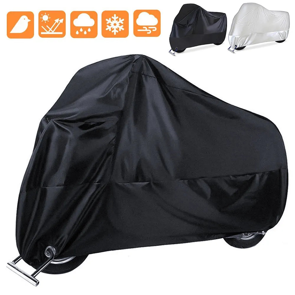 Motorcycle Cover Waterproof All Season Dustproof UV Protective Outdoor Indoor Scooter 190T Wear-Resistant Fabric Motorbike Cover