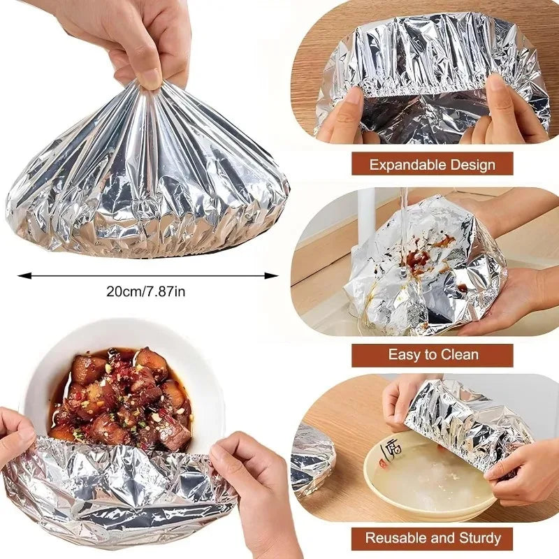 300 PCS Set Home Outdoor Travel Camping Picnic  Aluminum Foil Cover Reusable Heat Insulation Heat Preservation Food Grade Keep Food Fresh Oven Kitchen Takeaway Nutrition Bags