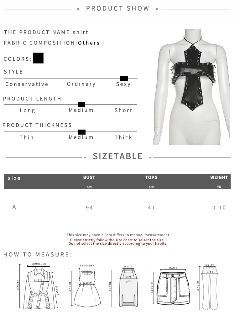 Wild Backless Y2K Top Quality PU Leather Gothic Vest Women Sexy Rivet Halter Bandages Coquette Midnight Party Nigh Clubwear Evening Rave Dance  Street Skinny Tank Top