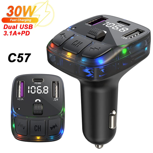 NEW Arrivals Bluetooth 5.3 MP3 Player Automobile Transmitter 30W PD Type C Dual USB Fast Charge Handsfree Car Audio Car Accessories