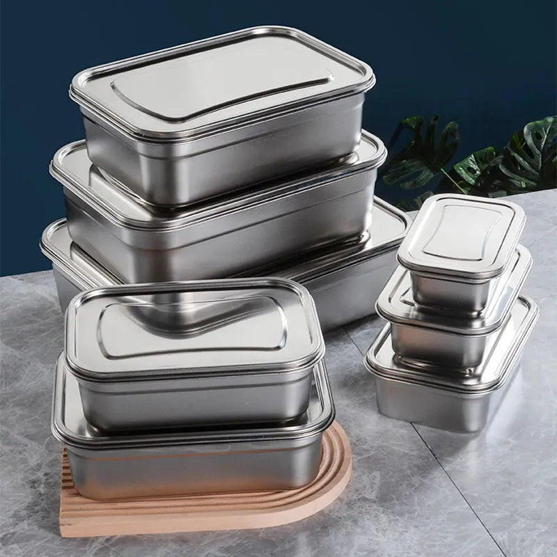 304 Stainless Steel Thermal  Insulation 100/1600/2500/3500/5300ml Top Quality Lunch Box Student Worker Portable Leak-Proof Fresh-keeping Sealed Box Food Storage Picnic Camping Barbeque Box Kitchenware Tools