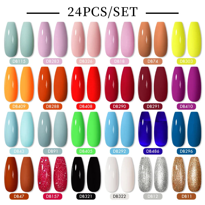 NEW Arrivals 24/40.120PCS Set Colors Gel Nail Polish Set Semi Permanent Hybrid Gel Varnish Set Base Top Coat Soak Off UV LED Nail Gel Kits Manicure Pedicure Accessories Nail Care Tools Sets Cosmetic Supplies