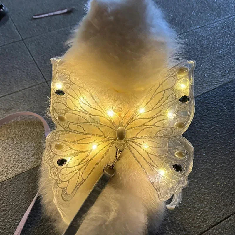 Dog Wings Glowing Butterfly Back Decoration Puppy Summer Clothes Chest Back Decoration Small Dog Pomeranian Teddy Big Bear