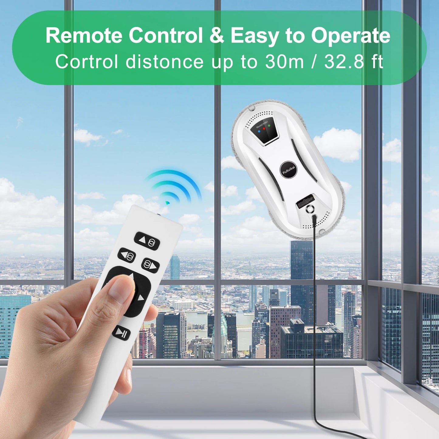 Home Window Cleaning Robot Smart Window Glass Vacuum Cleaner One-key Glass Wall Cleaning Machine PuRuiKai