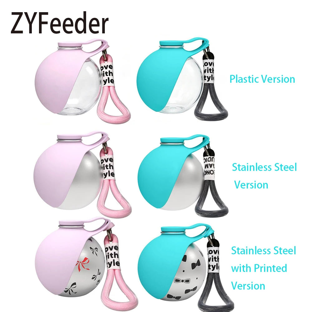 2 in 1Portable Foldable Outdoor Walking Dog Water Bottle, Plastic/Stainless Steel/Printed Pet Water Dispenser Silicone Feeder Drinking Cup Foldable Bowl Leak Proof Small/Large Dog Water Bottle