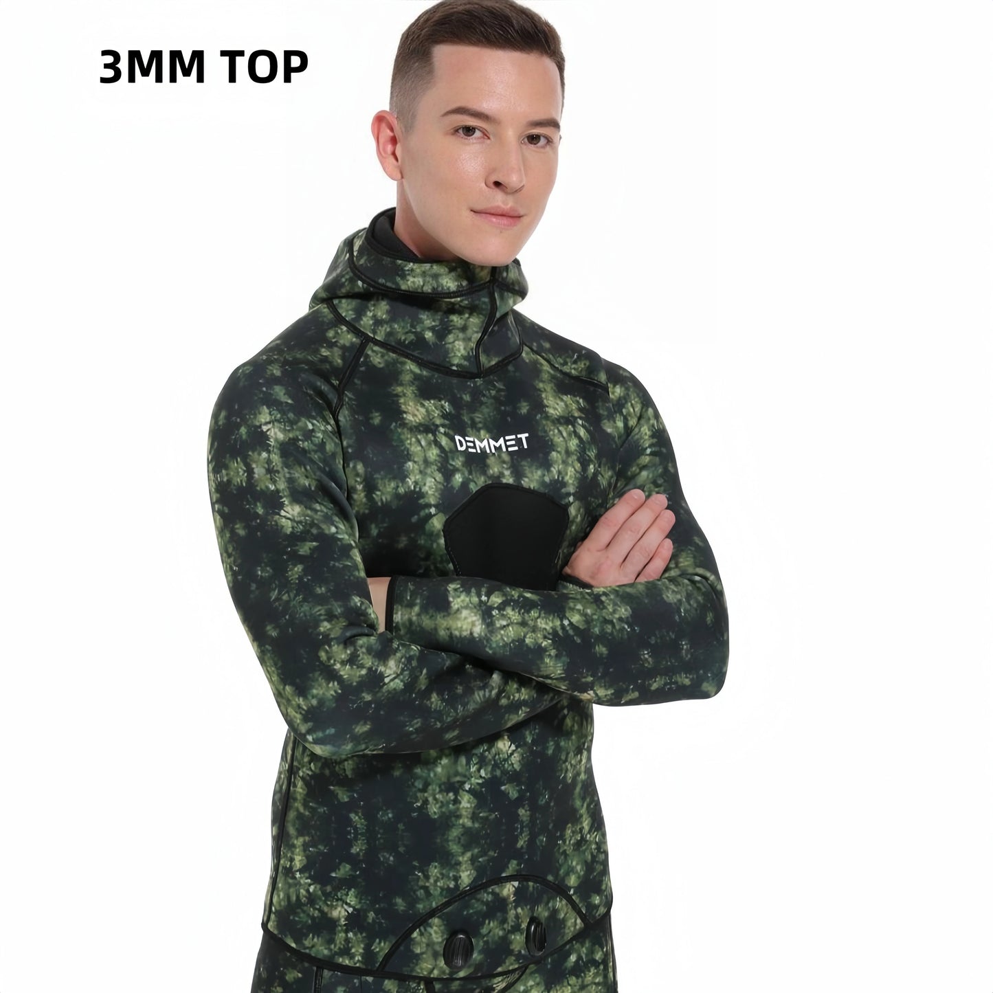 NEW S-3XL Plus Size 3mm/5mm Professional 2PCS Set Spearfishing Wetsuit Camouflage Open Cell Neoprene Free Diving Suit Full Suit  Men Hooded Snorkeling Suits Sports Kayak Swimming Diving Sets
