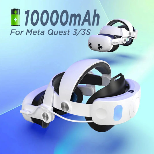 META Quest 10000mAh Battery Comfort Head Strap For Meta Quest 3/3s Replacement Elite Strap PD18W Charging Enhanced Playtime, Carrying Case Gaming Movies