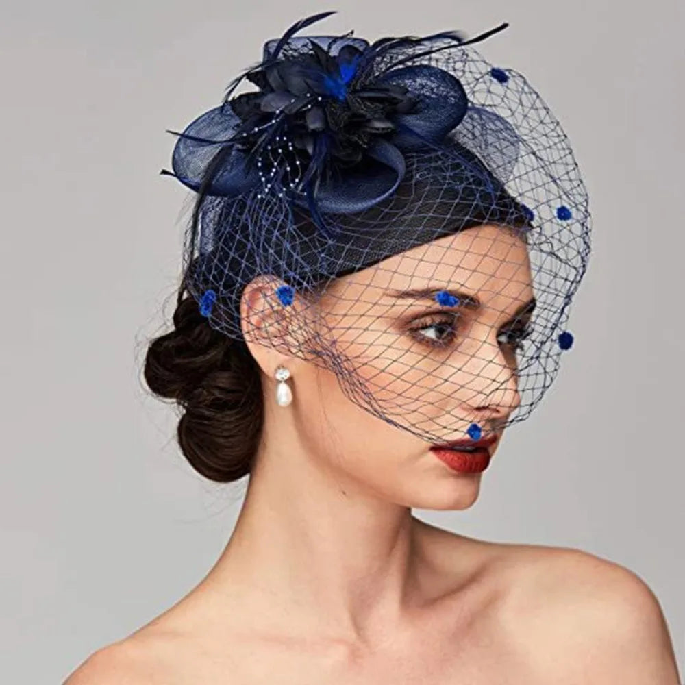 10 Colors Birdcage Bride Veil Wedding Evening Tea Cocktail Party Sunday Church Funeral Flowers Feather Mesh Veil Face Cover Headwear Royal Ascot Horses Race Top Caps Ladies Apparel Accessories