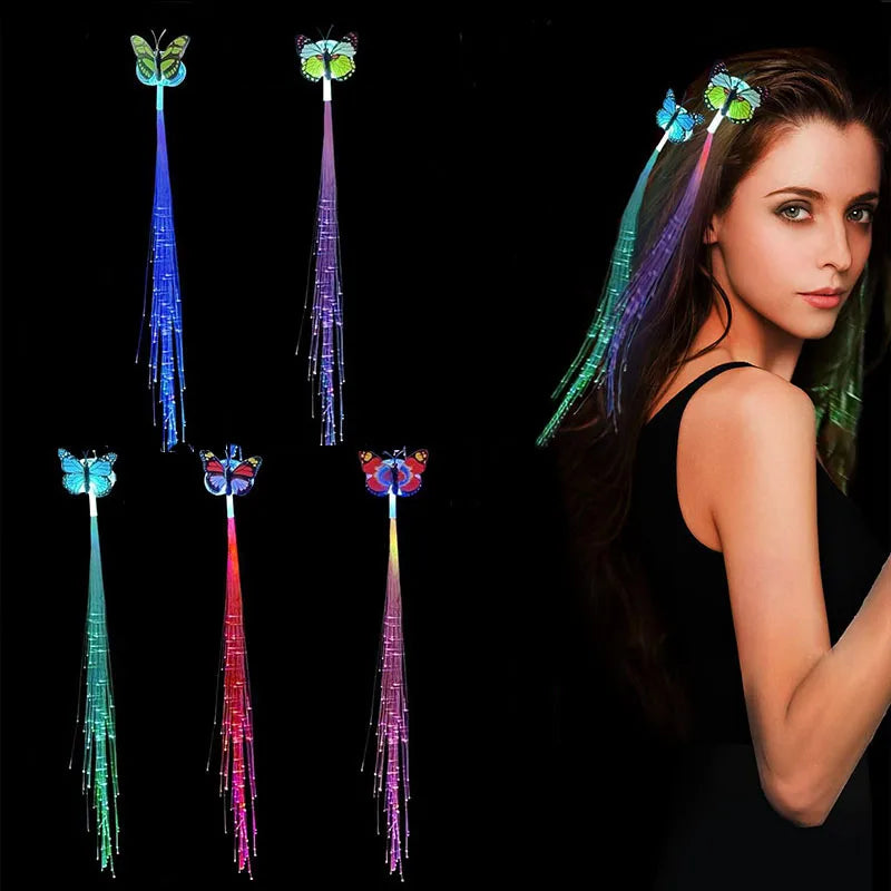 1/10/20 PCS Set LED Luminous Earrings Scrunchies Glowing Hairband Girl Light Up Hair Scrunchy Rave Festival Party Night Clubwear Headwear Supplies Hair Accessories