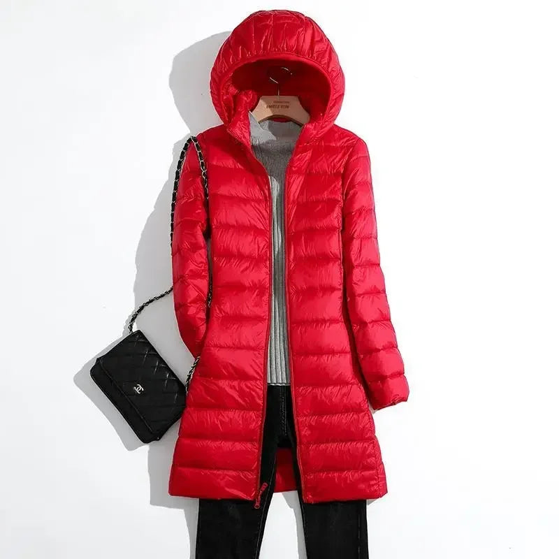 Plus Size 5xl 6xl 7xl Fall Women's Autumn Winter Ultra Lightweight Packable Long Puffer Jacket Female Hooded  Slim Coat
