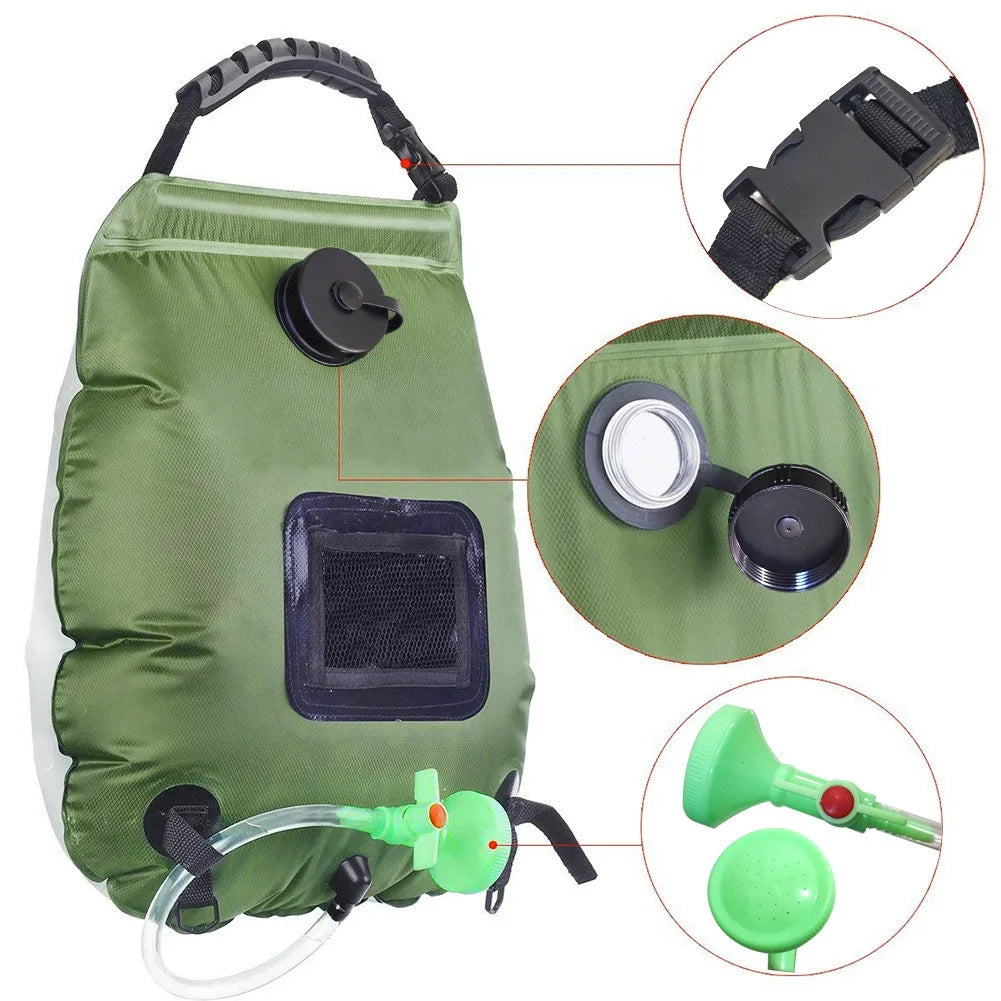 20L Outdoor Camping Shower Bag with Solar Thermal Collection and Portability Shower Bag Outdoor Portable Shower Water Bag Hygiene Accessories