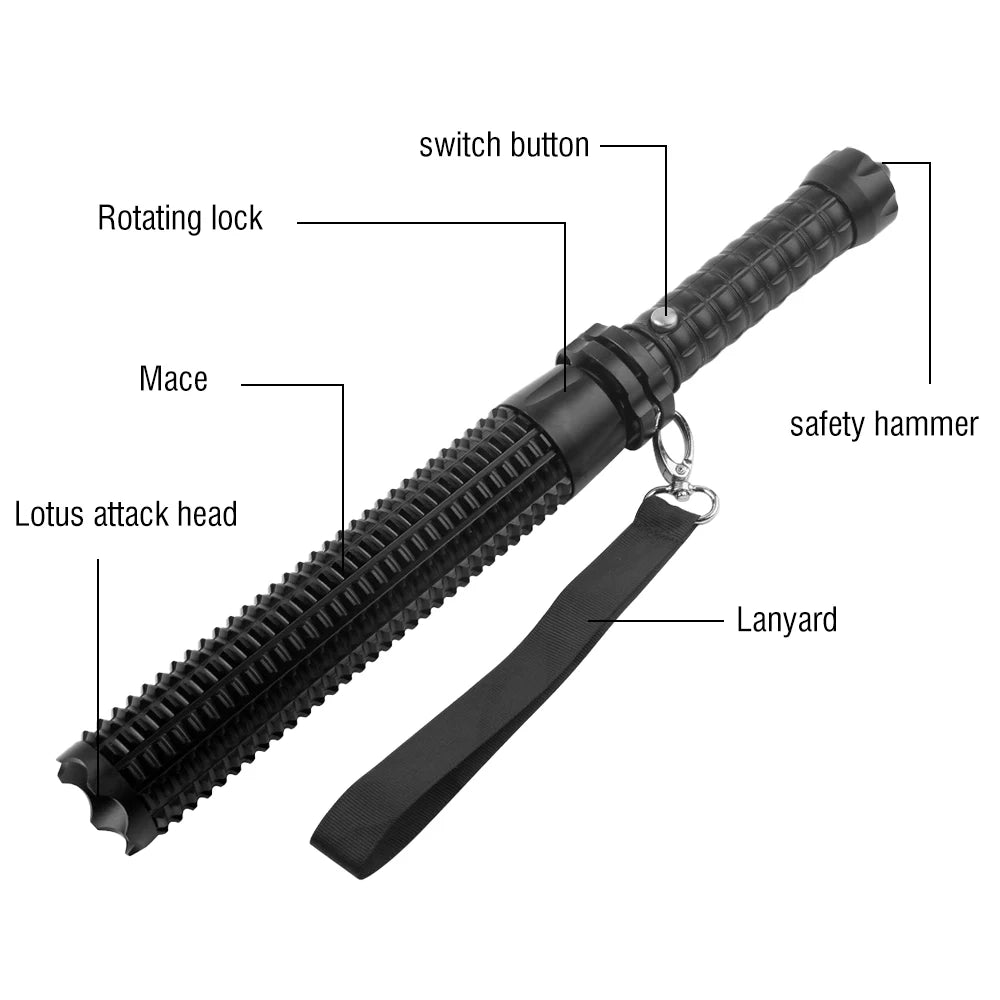 NEW Arrivals Top Quality Baseball Bat LED Flashlight Zoomable Self Defense Flashlight Aluminum Alloy Torch for Emergency  Anti Riot Tactical Lamp Car Women Men Outdoor Safety Security Supplies