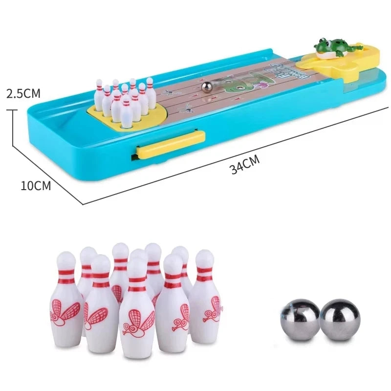 Children Mini Desktop Frog Bowling Game Toy Funny Indoor Parent-Child Interactive Table Sports Game Toy Bowling Educational Gift For Kids
