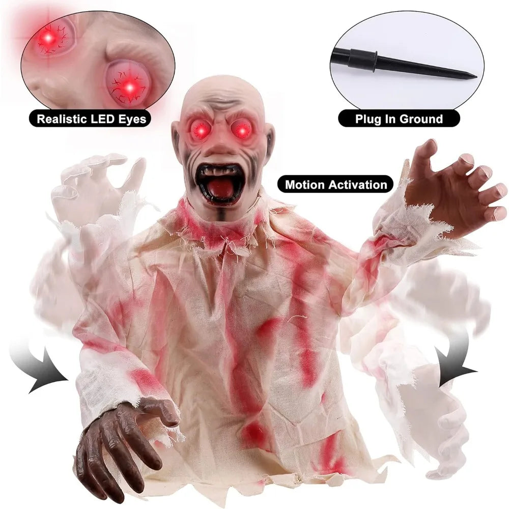 Creepy Zombie Lawn Stake Garden Horror Theme Party Favors Patio Prop Voice Control Swing Ghost Halloween Decoration Scary Doll
