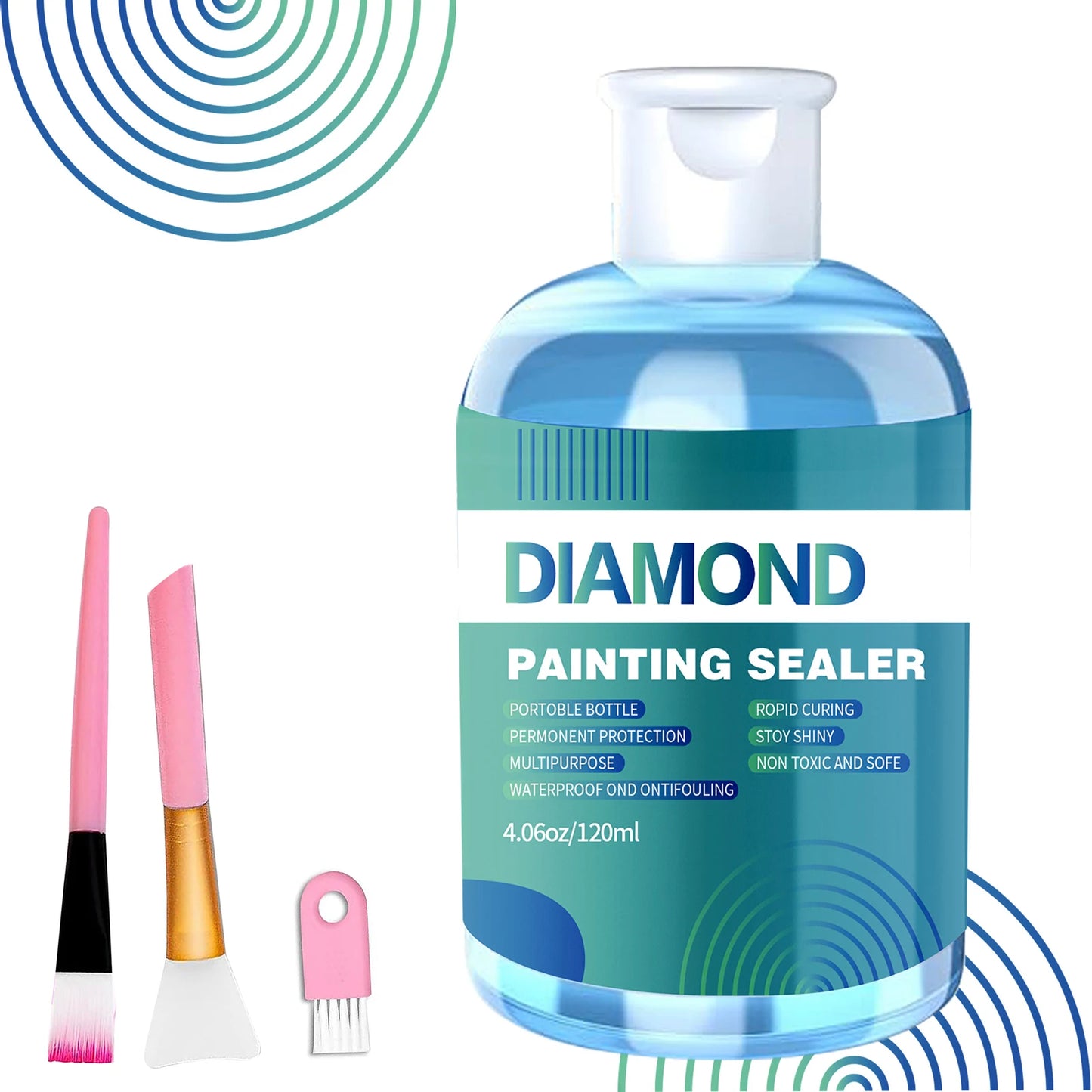 3PCS + Brushes Set Green/Blue/Pink Color Diamond Painting Sealer Kits 120ML/240ML  Diamond Art Sealer Puzzle Glue Diamond Painting Accessories