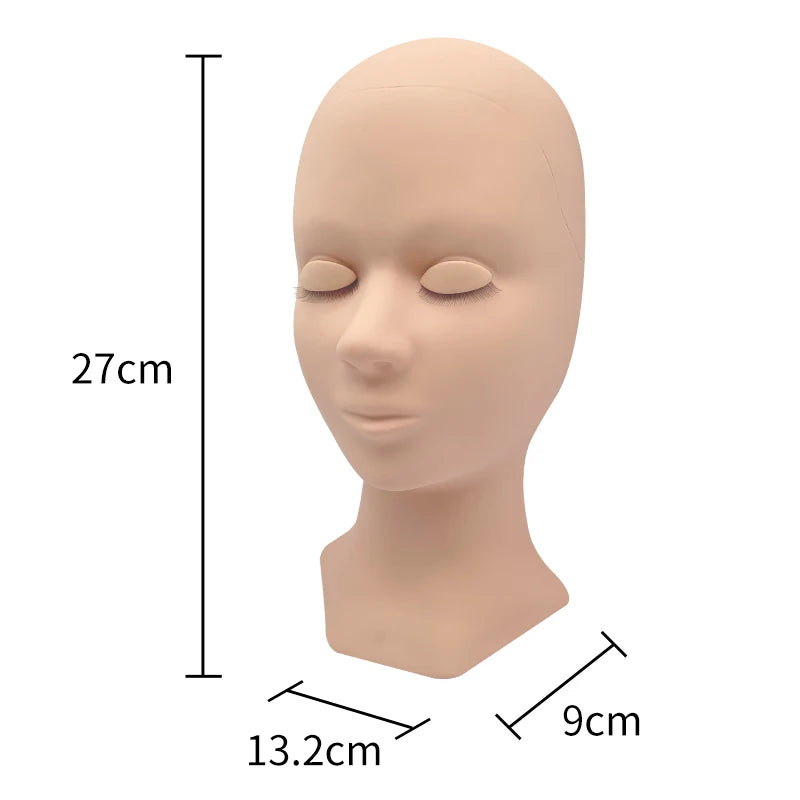 Eyelash Extension Training Practice Head Flat Soft Realistic Mannequin Model Head With Layered Lashes