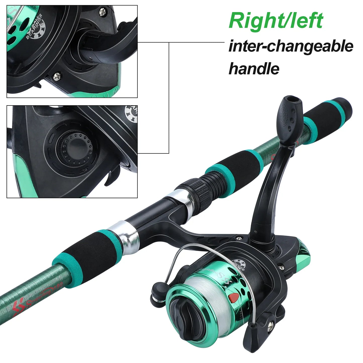 Full Set 1.8M Spinning Fishing High Speed Rod and Reel Combo 5.2:1 Telescopic Rod with 3BB Fishing Reel Max Drag 5kg Full Fishing Kit Outdoor River Lake Rock Fishing Sets