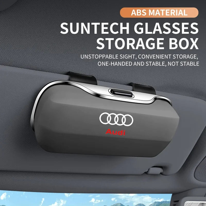 4 Colors Automatic Glasses Case For Audi Logo Q3 Q5 Q7 Q8 A3 A4 A5 A6 A7 A8 Key Case Accessories Car Visor Sunglasses Car Glasses Case  Holder Clip Box