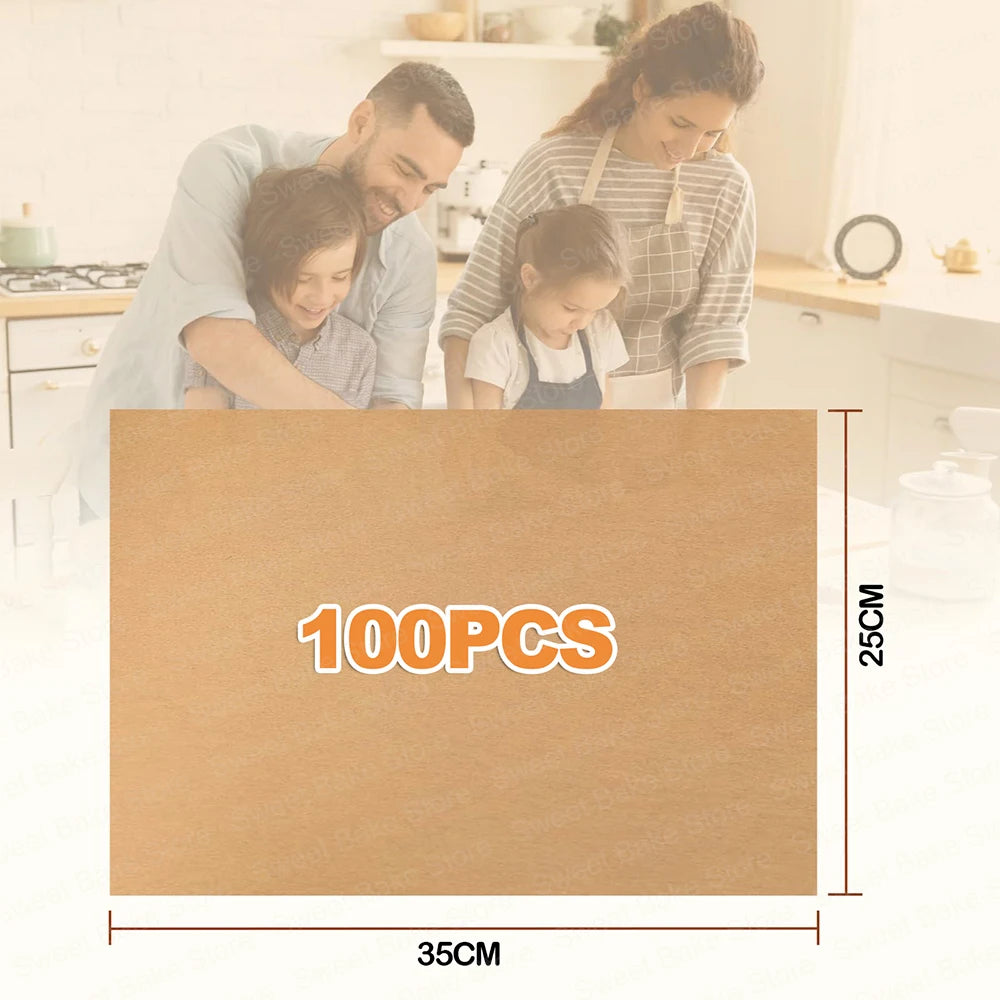 50/100 PCS Set Unbleached Parchment Paper Sheets, Precut Baking Paper | Non-Stick Parchment Paper for Oven, Air Fryer & Wrapping Paper Sheets