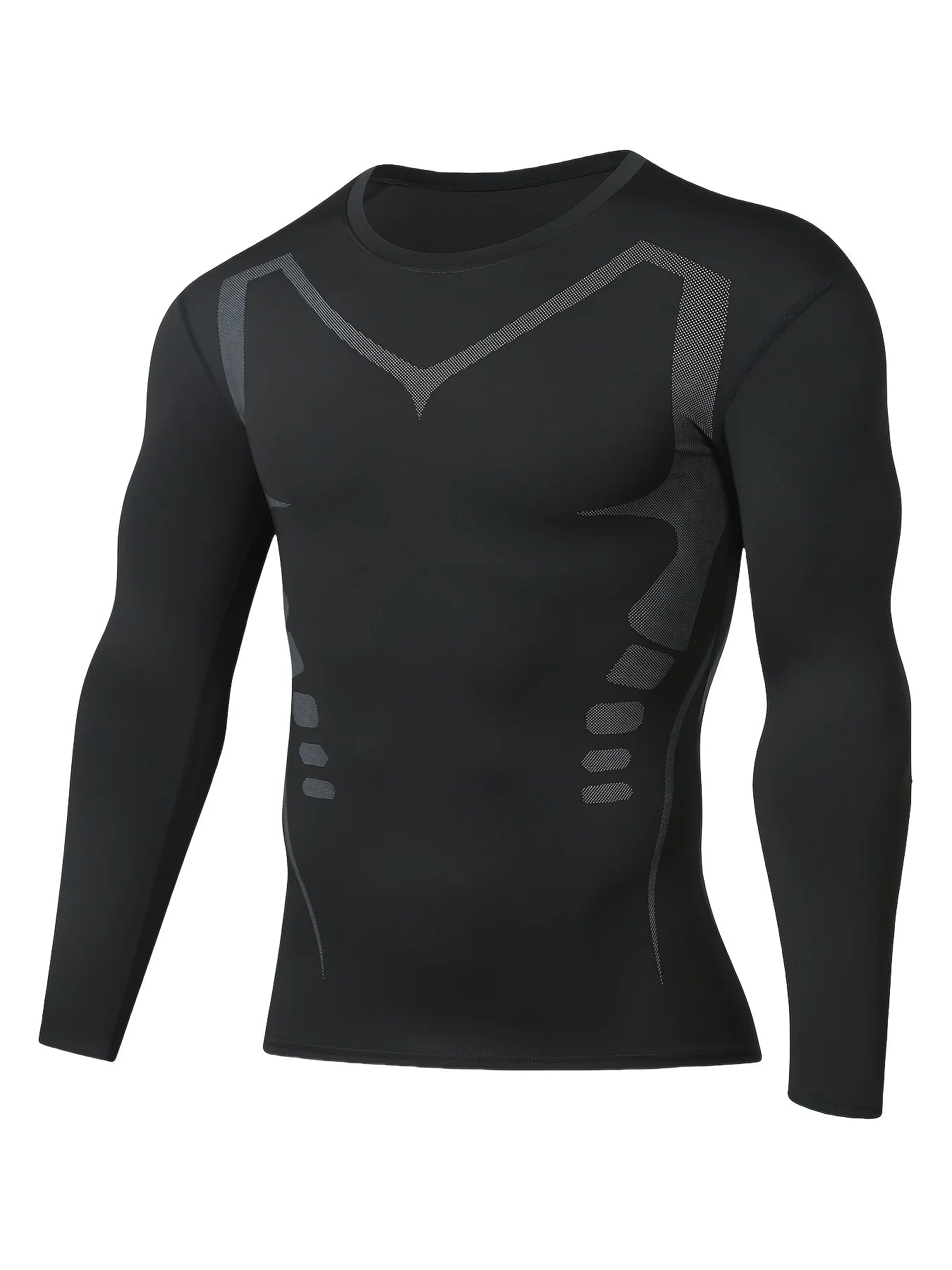 S-3XL Plus Size Men's Sportswear Quick Drying T-Shirt, Elastic Compression Training Top, Breathable Running Gym Cycling Fitness Long Sleeve Shirt Men Sports Apparel Accessories