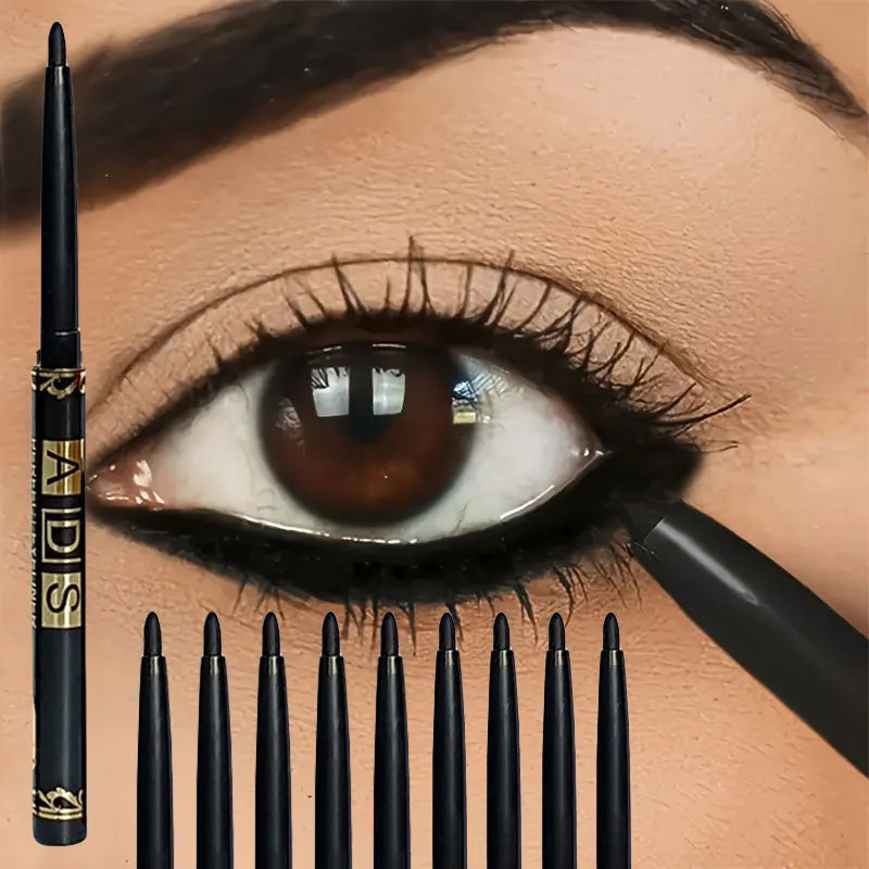 9PCS Set Long-Lasting Waterproof Black Professional Eyeliner Pencil -Smudge-Proof Sweat-Resistant for Bold Eye Makeup, Ideal Gift Women Cosmetic Accessories