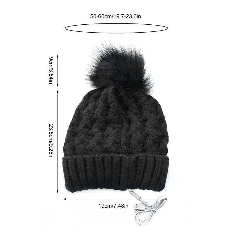 Heated Hat Efficient Heat Transfer Heated Hat Women Rechargeable Warm Winter Hat Knit Skull Cap Outdoor Sports Heated Beanies