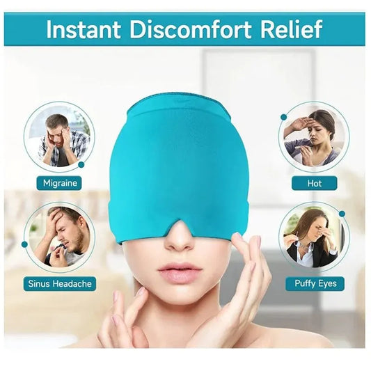 NEW Arrivals Relief Headgear Migraine Head Pain Relief Cap Gel Ice Cap Single Layer Headgear Ice Pack Headgear Relief Stretchable Compress Hood Massage Accessories Health Care Supplies