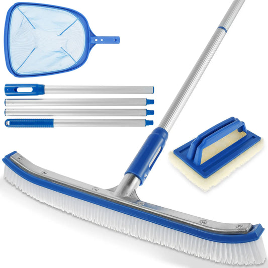3Pcs Pool Cleaning Kit with Adjustable 63in Handle Cleaning Skimmer Clean Bottoms Net For Pool Filter Swimming Pool Brush Tool