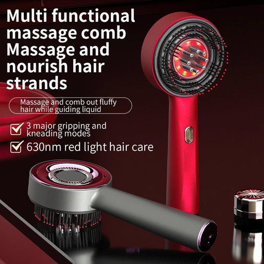 Electric Vibration Massage Comb Red Light Therapy Hair Growth Treatment Therapy Device Accessories Massage Scalp Brush Anti Hair Loss Liquid Oil Applicator Hair Care Supplies
