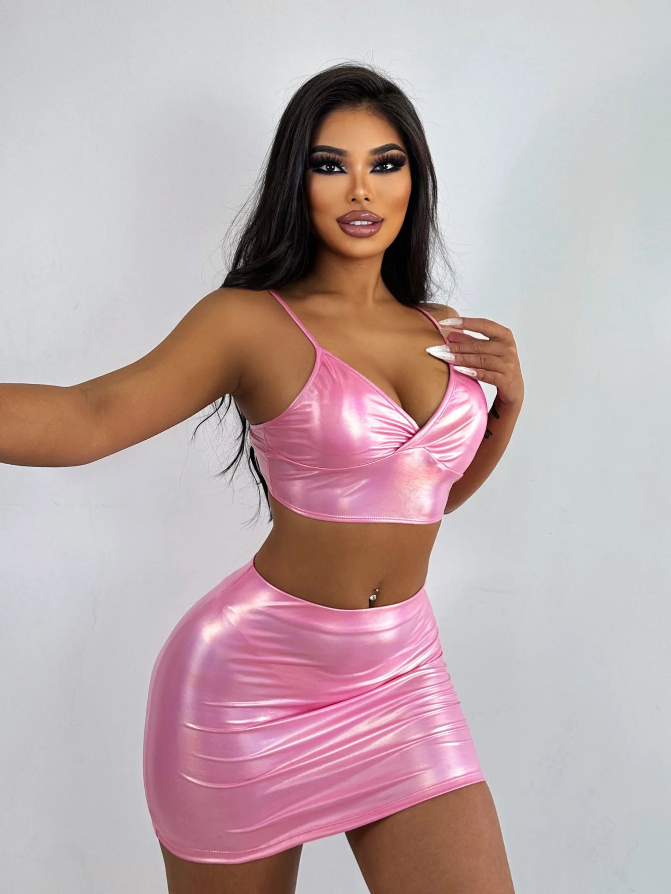 Sexy Pink Brozing Bikini Set Women Luxury Rhinestone Criss Cross Bandage Micro Swimsuit Bathing Suit Diamond Thong Swimwear