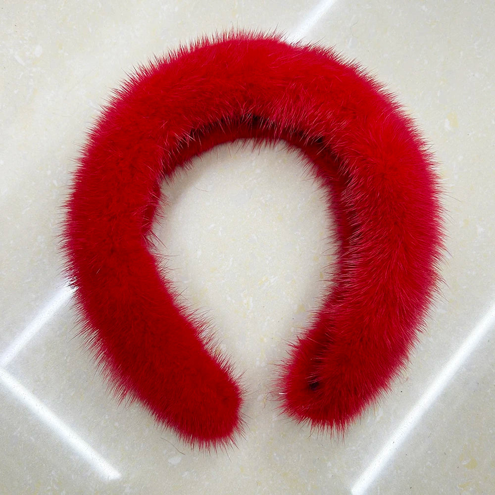 10 Colors Hot Sale Women Luxury winter 100% Real Mink Fur Headbands High Quality Real Fur Hair Band Lady Fashion Hair Hoop Furry Gift