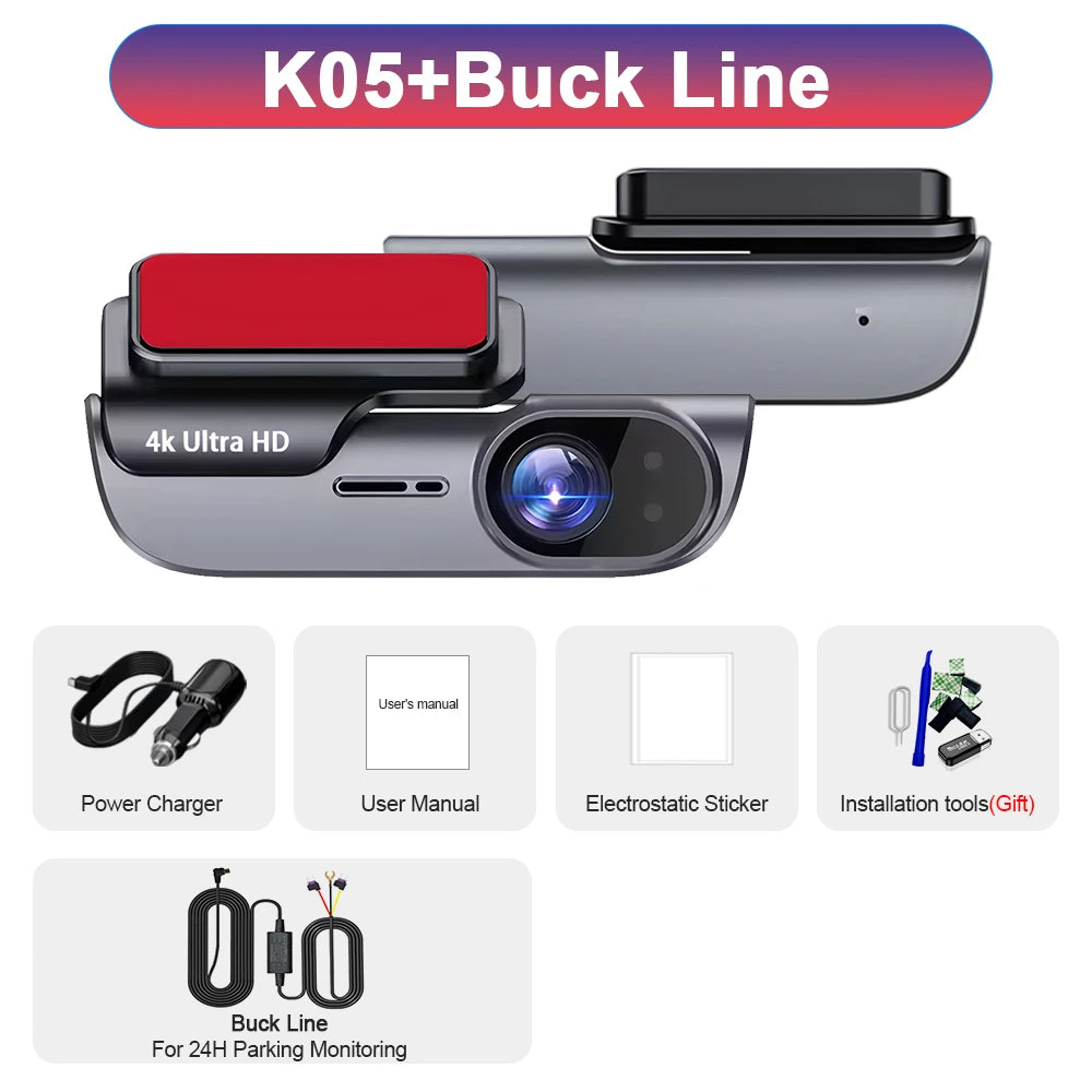 4K UHD Car GPS Dash Camera 10 Languages 64/128G DVR Night Vision Pedestrian Detector Video Recorder with GPS Wi-Fi 24H Parking Monitoring Support for Vehicle Safety Supplies